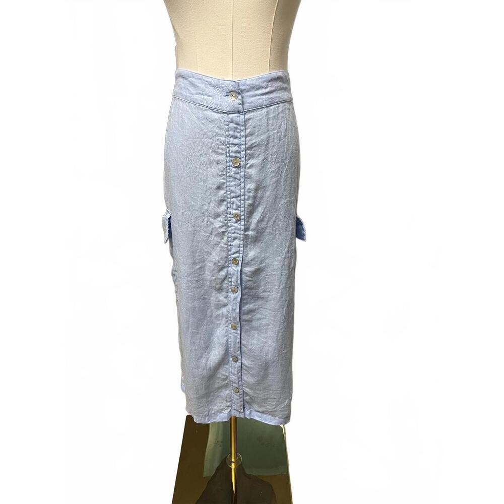 C&C California Light Blue Midi Skirt with Pockets Size S